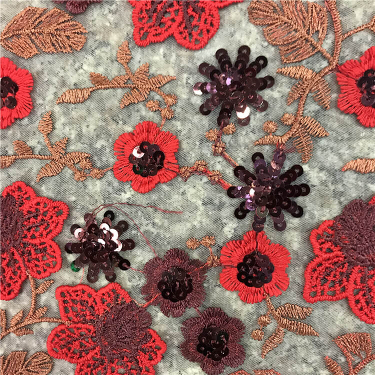 Sequin Evening Polyester Embroidered Fabric for Bridal Wholesale Suppl 5